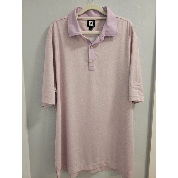 FootJoy FJ Mens Light Purple Sqaure Pattern Short Sleeve Polo Shirt Size XL - Picture 3 of 13